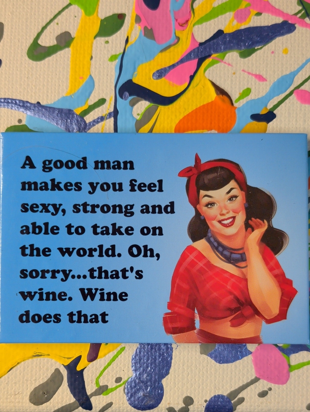 Blue & Red Retro Pin-Up Magnet